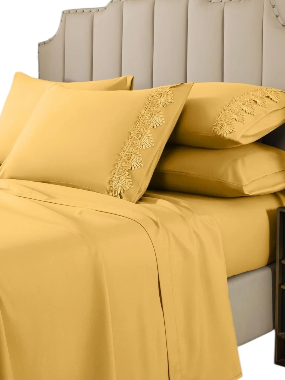 Embroidered Deep Red Sheet Set for Elegant Bedding